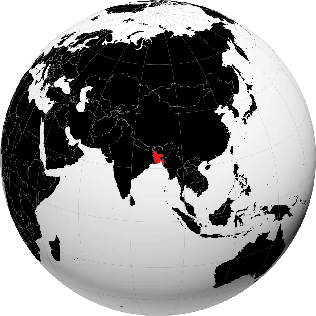 孟加拉国 在地球仪上