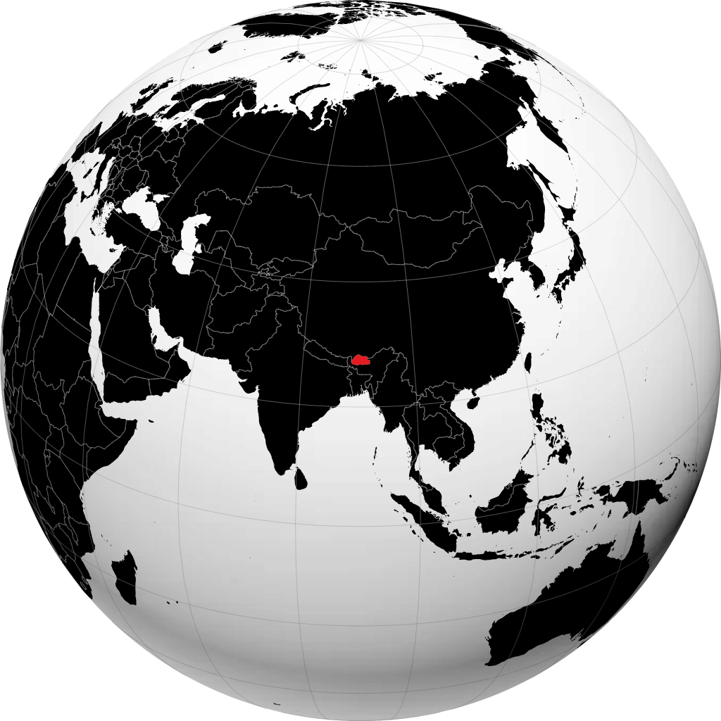 不丹 在地球仪上