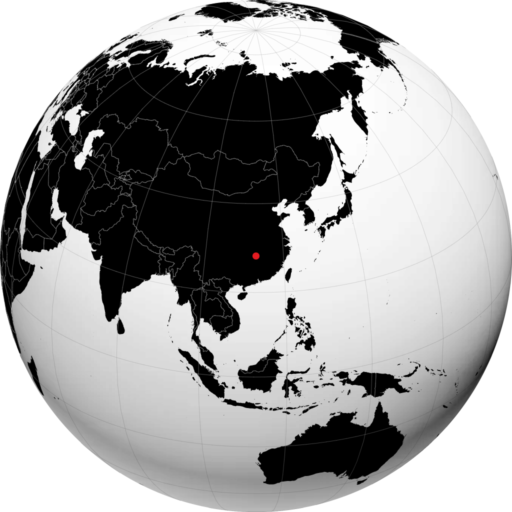 长沙 在地球仪上