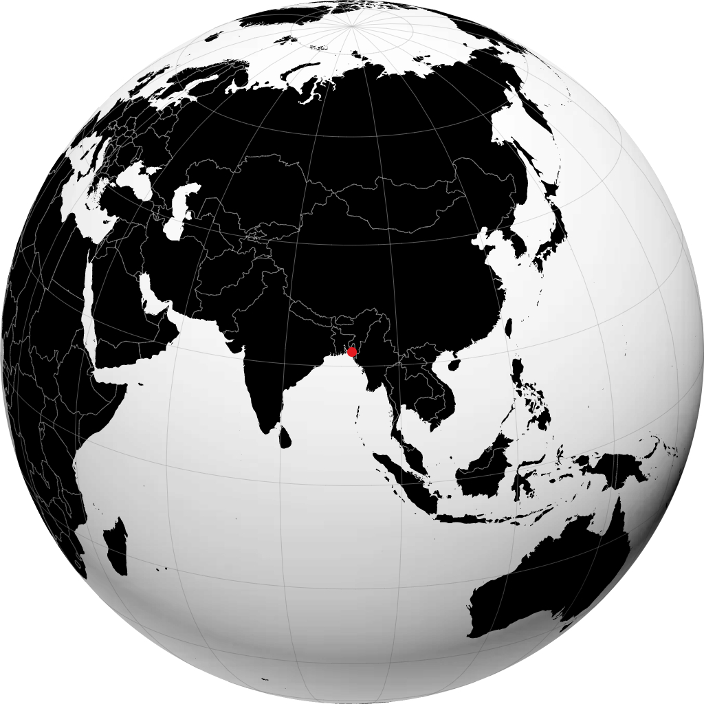 吉大港 在地球仪上