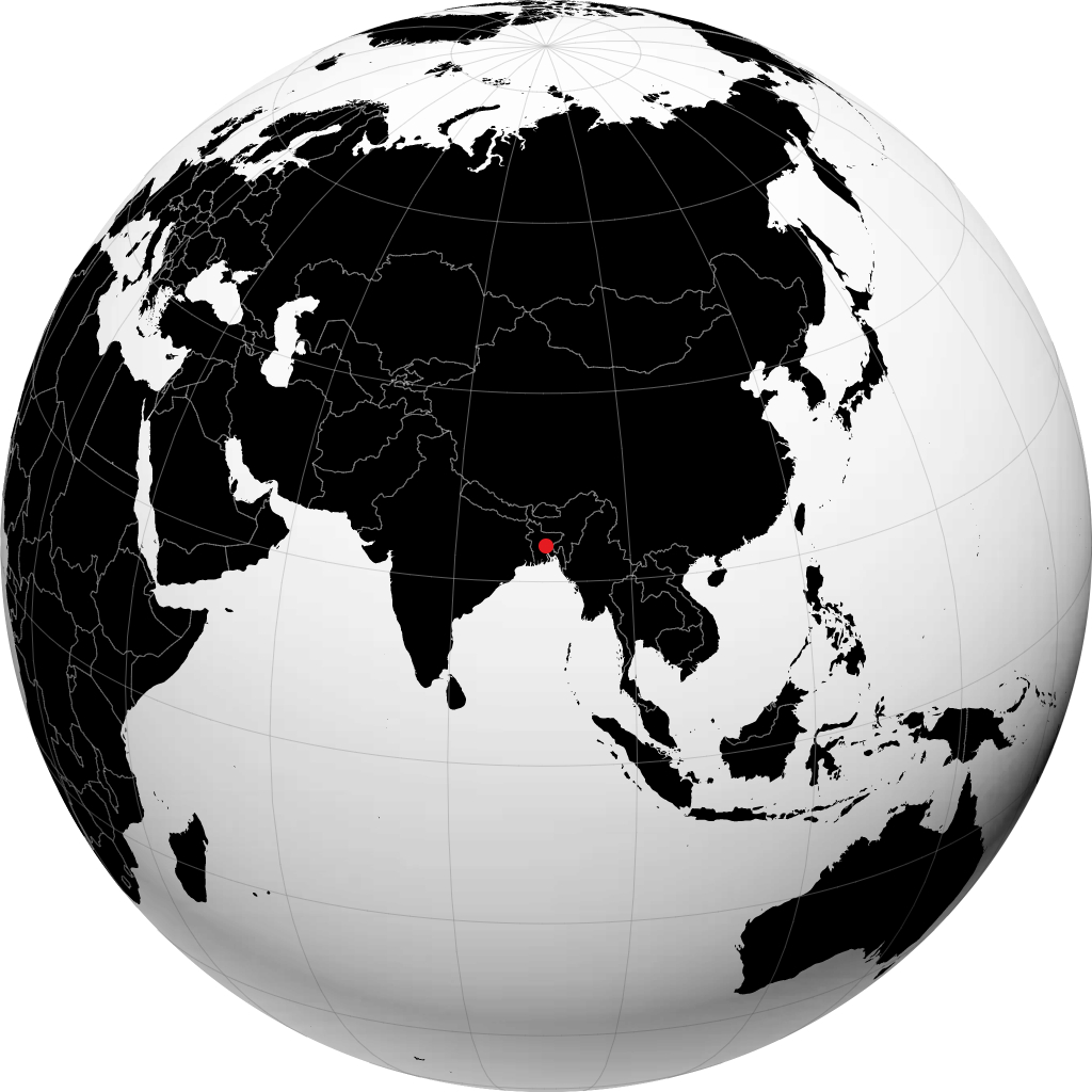 达卡 在地球仪上