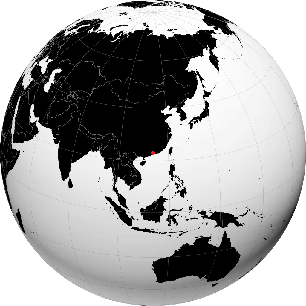 东莞 在地球仪上