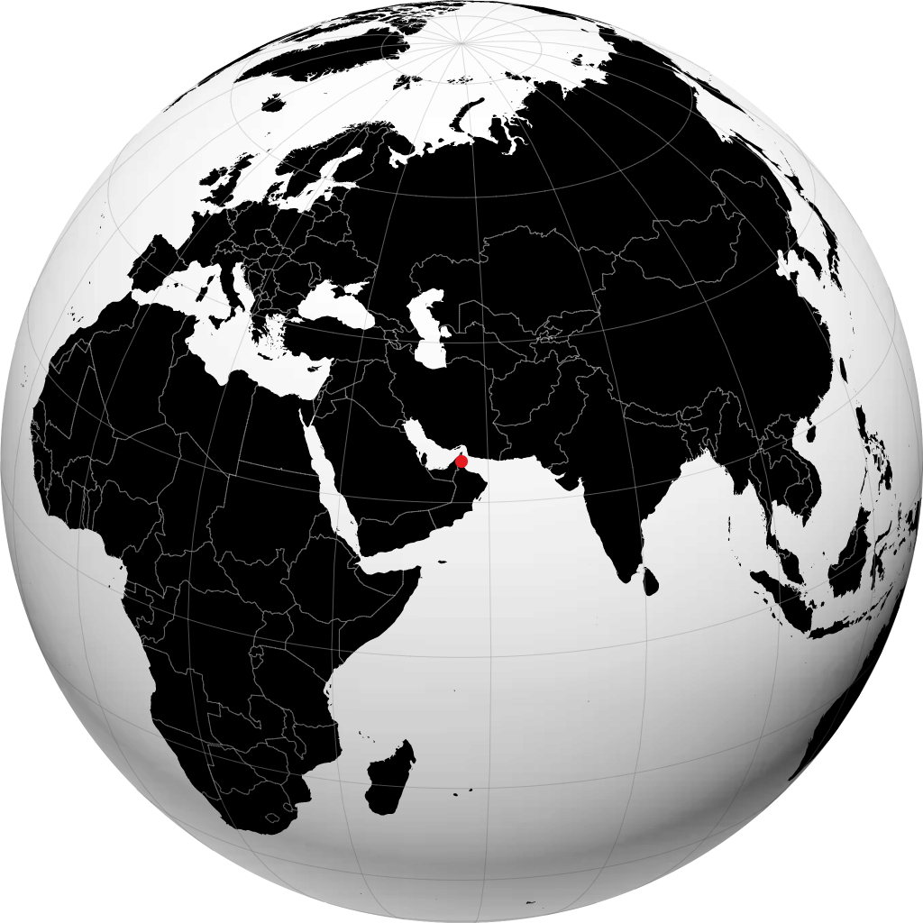 富查伊拉 在地球仪上