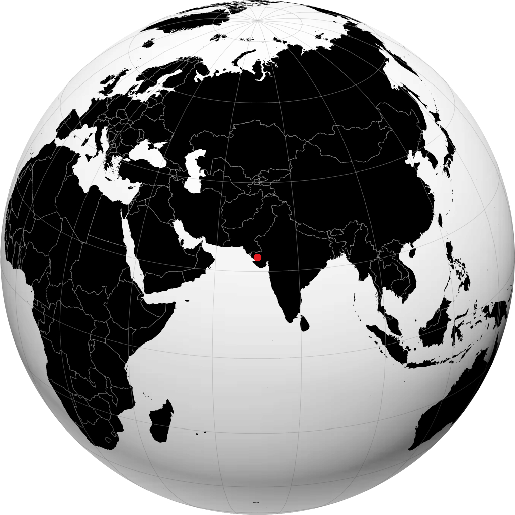 甘地达姆 在地球仪上