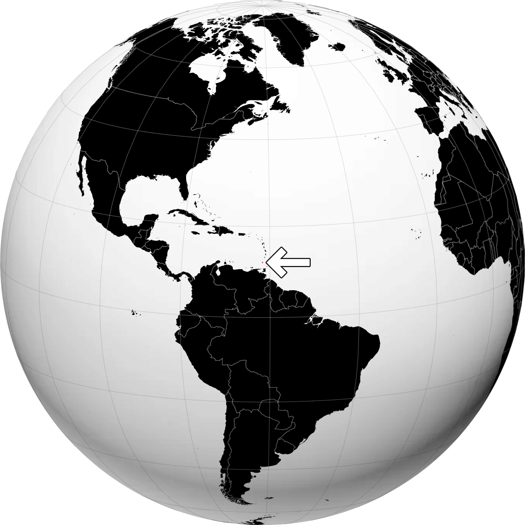 格林纳达 在地球仪上