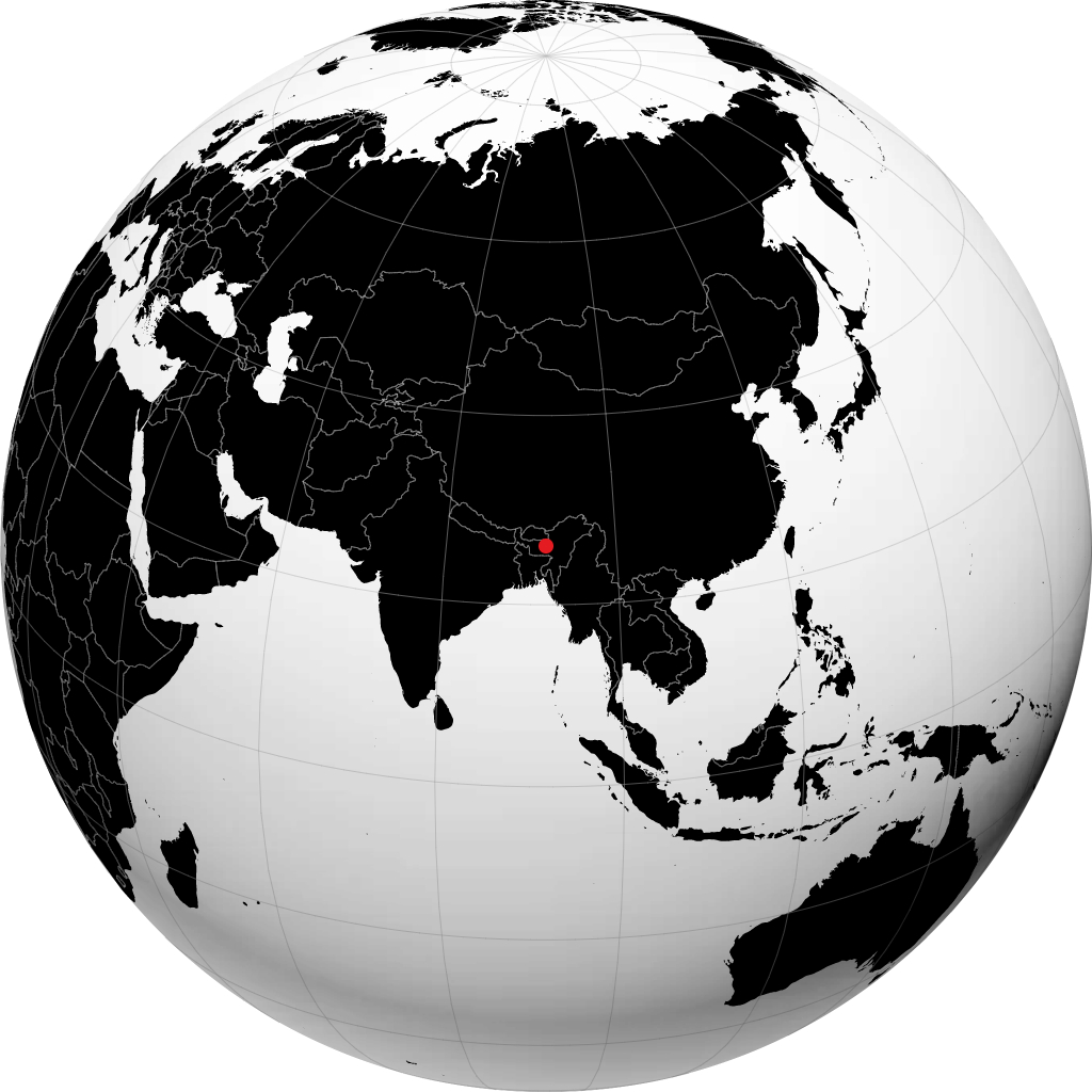 古瓦哈蒂 在地球仪上