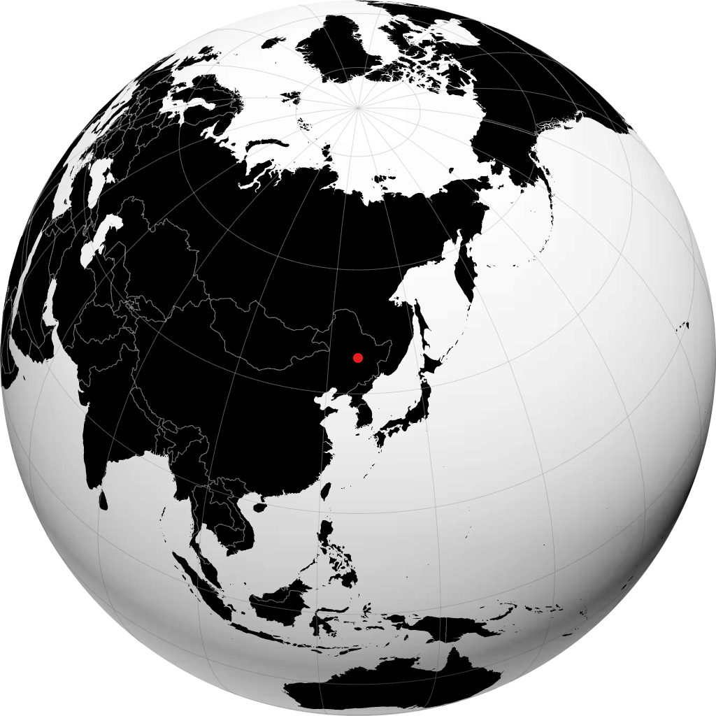 哈尔滨 在地球仪上
