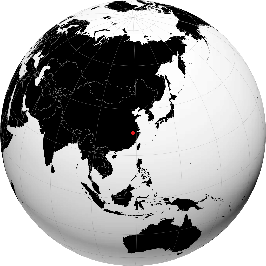 黄山市 在地球仪上