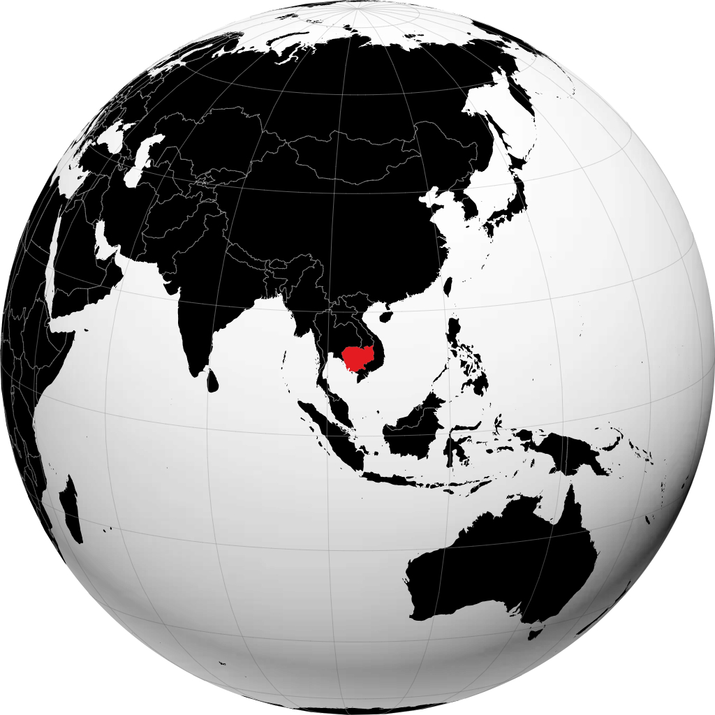 柬埔寨 在地球仪上