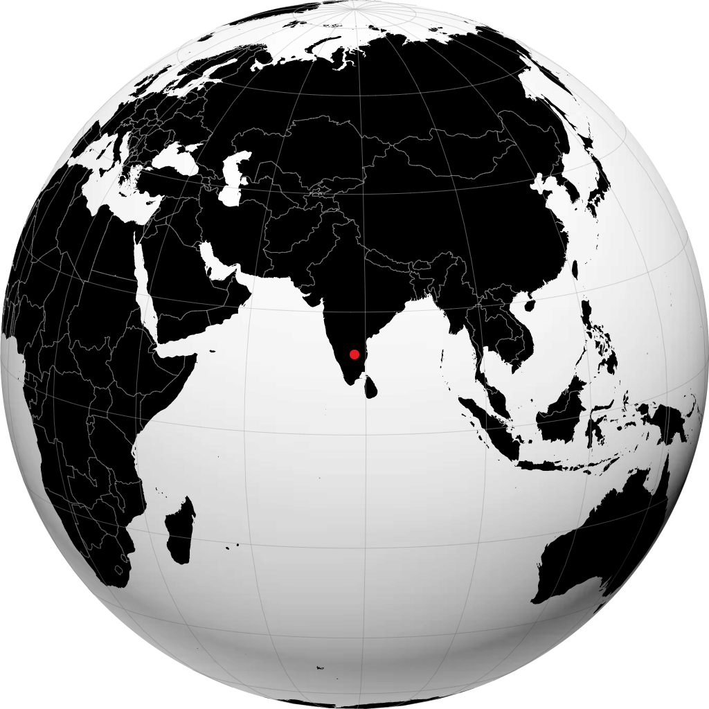科拉尔 在地球仪上