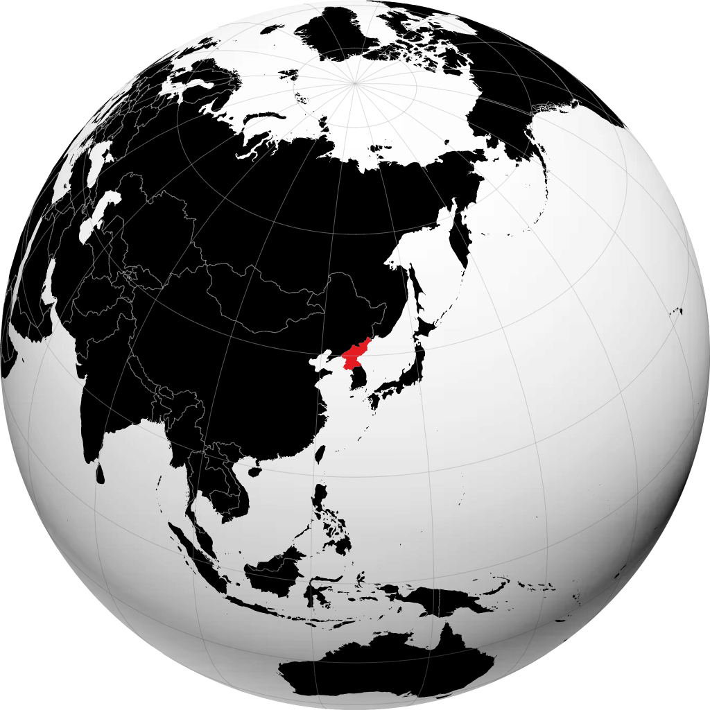 朝鲜 在地球仪上