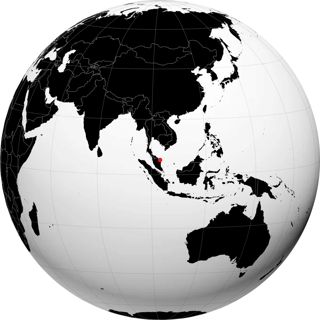 瓜拉丁加奴 在地球仪上