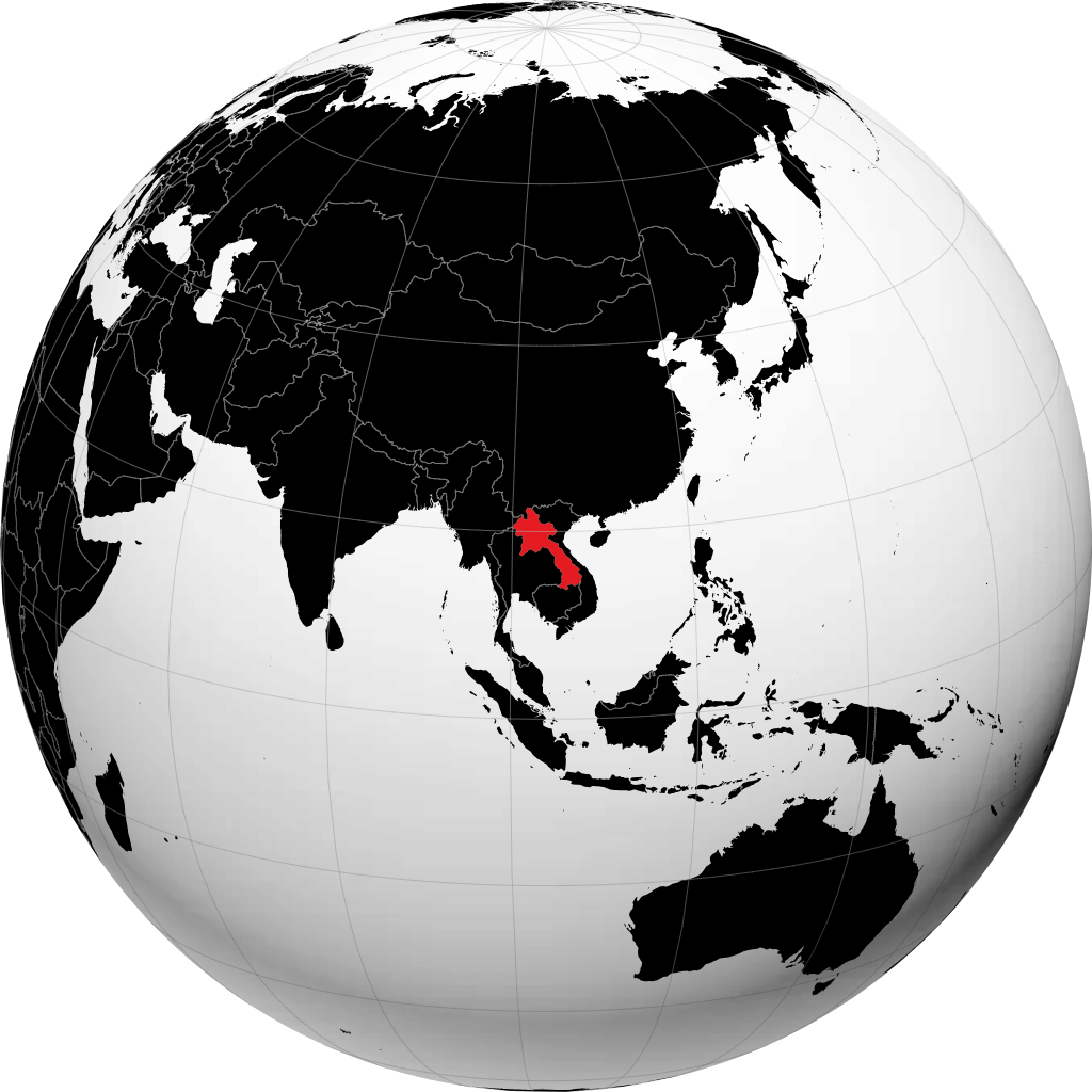 老挝 在地球仪上