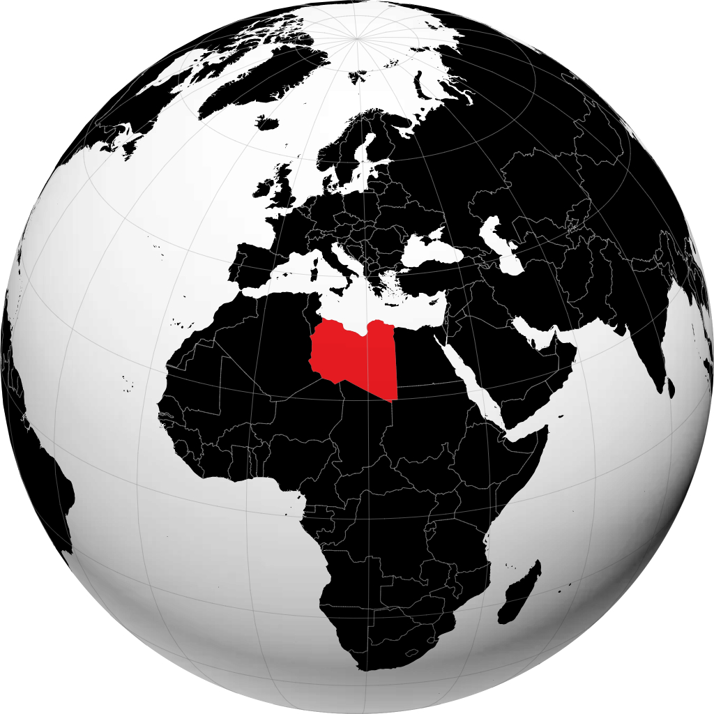 利比亚 在地球仪上