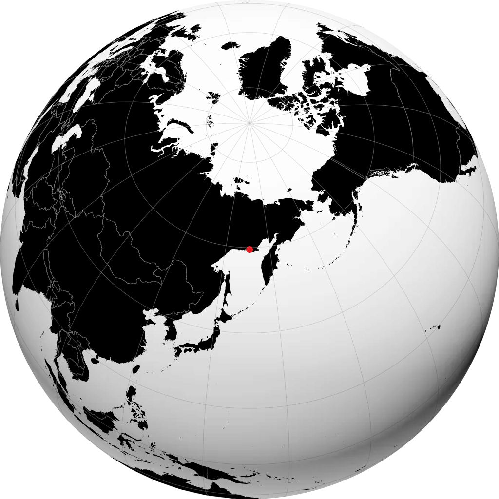 马加丹 在地球仪上
