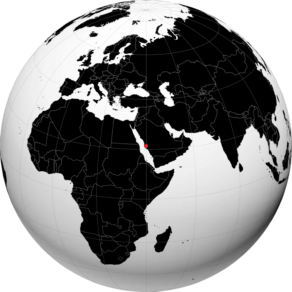 麦加 在地球仪上