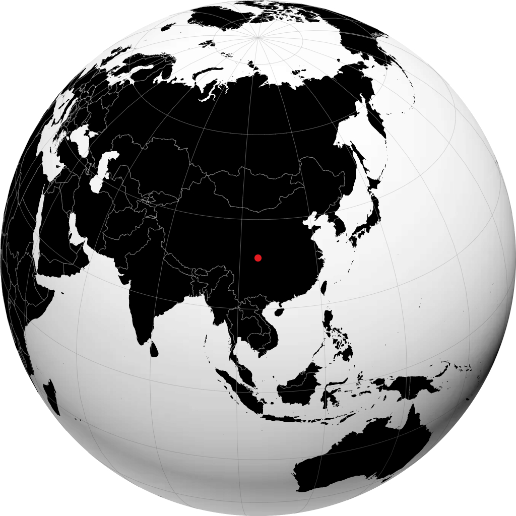 绵阳市 在地球仪上