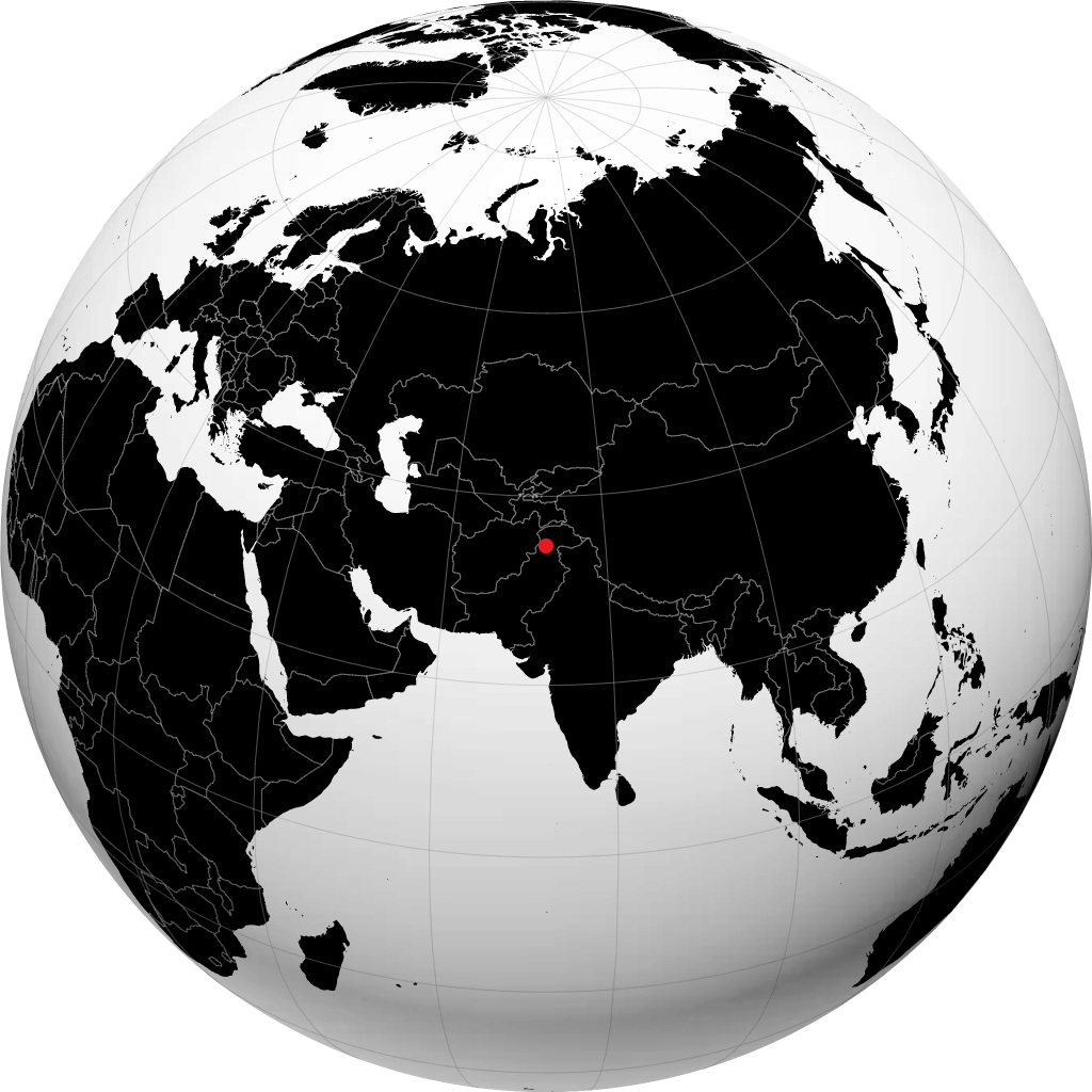 明戈拉 在地球仪上