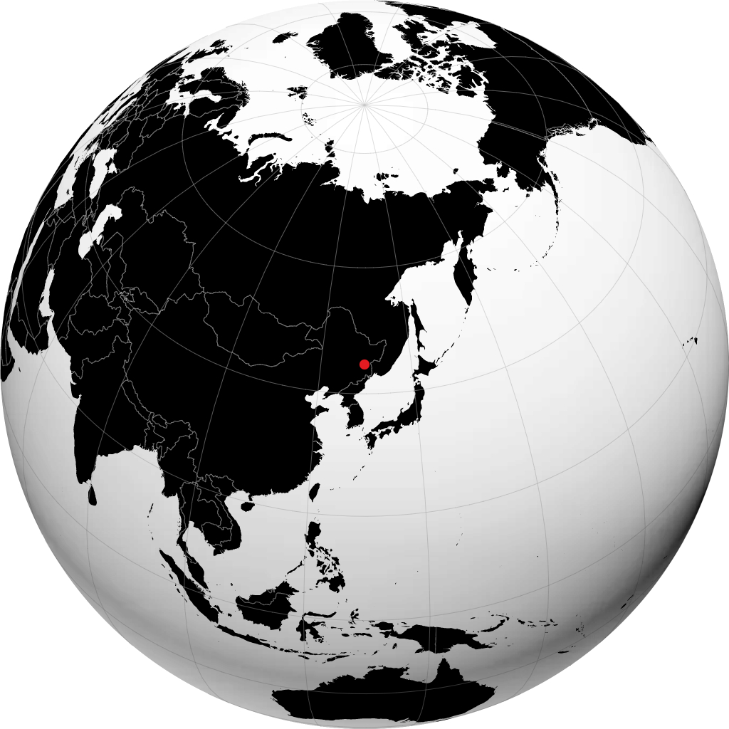 牡丹江市 在地球仪上
