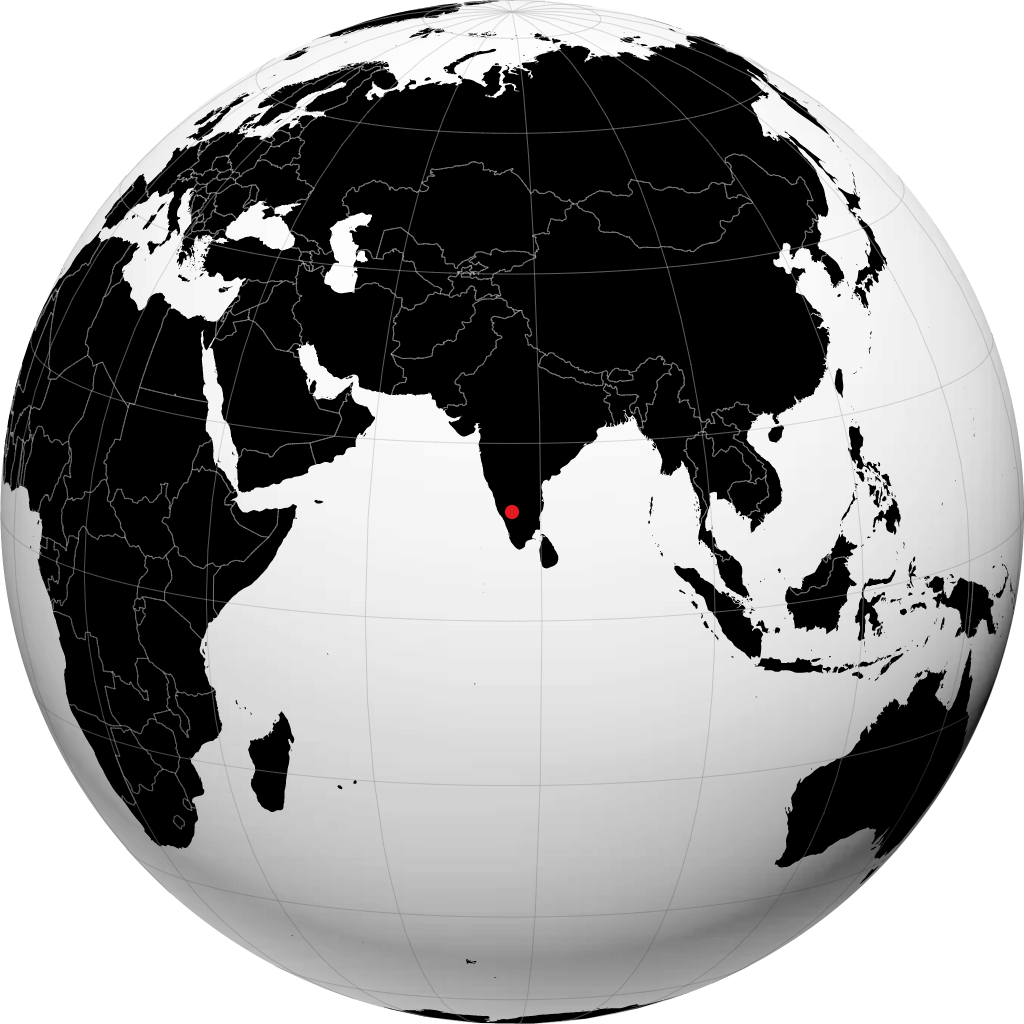 迈索尔 在地球仪上
