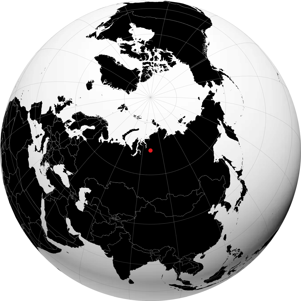 诺里尔斯克 在地球仪上