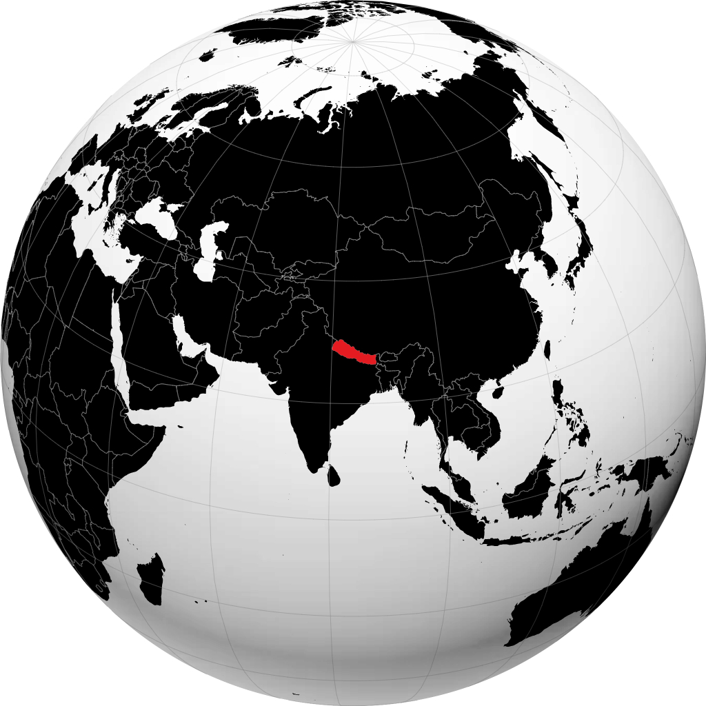 尼泊尔 在地球仪上