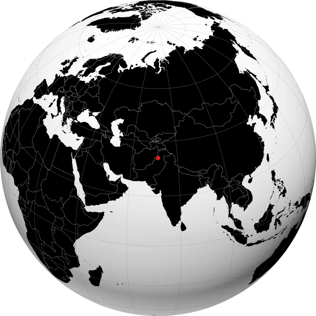 白沙瓦 在地球仪上