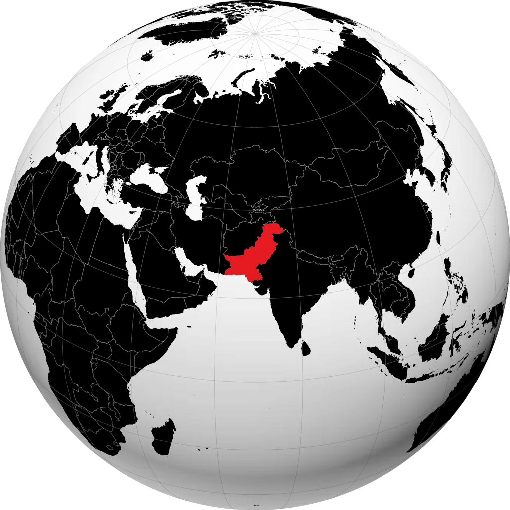 巴基斯坦 在地球仪上