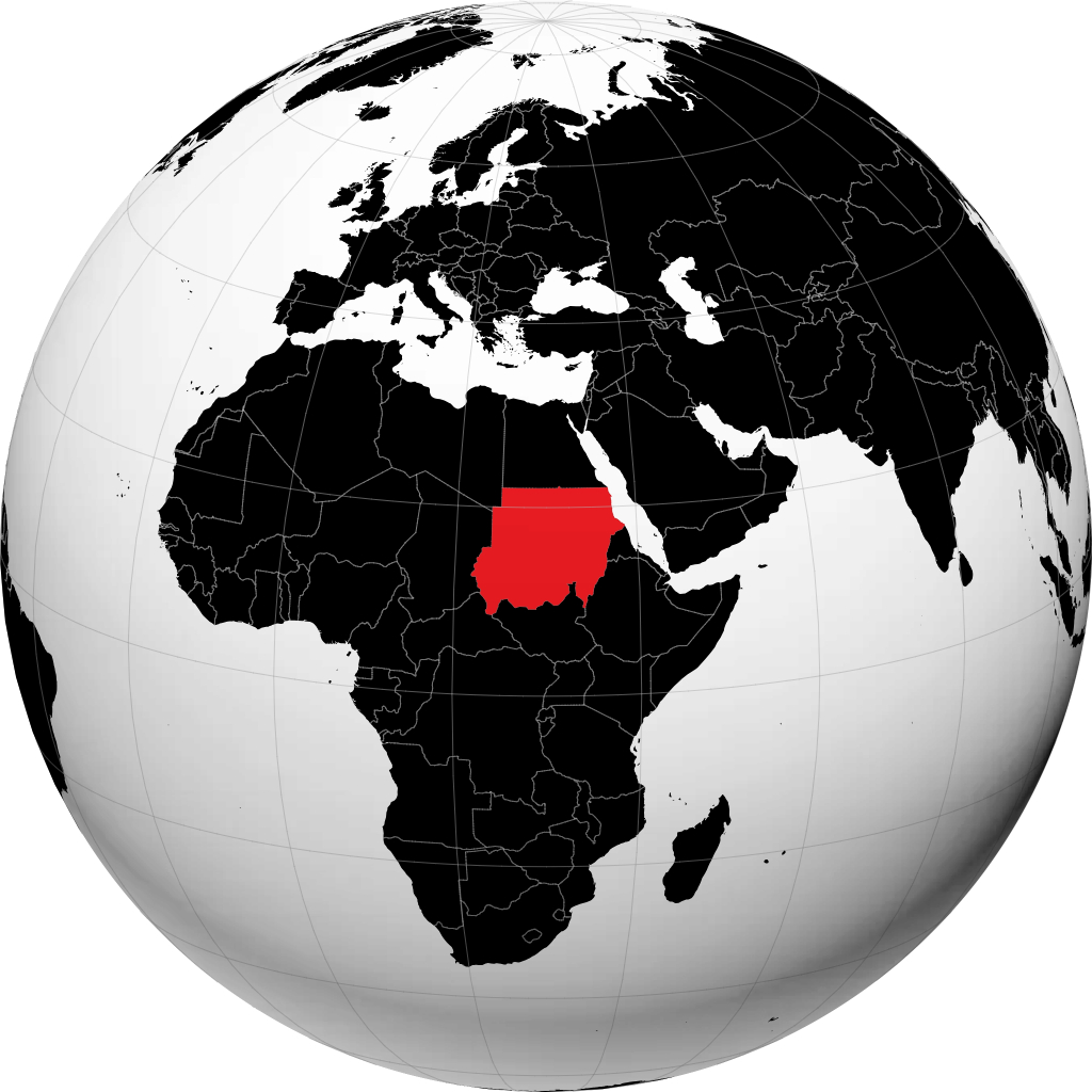 苏丹 在地球仪上