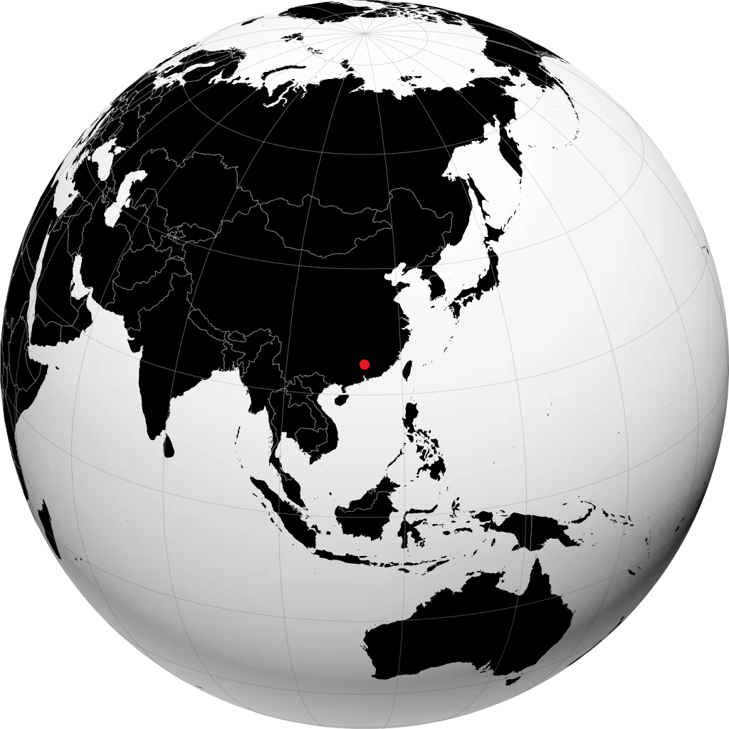 韶关市 在地球仪上