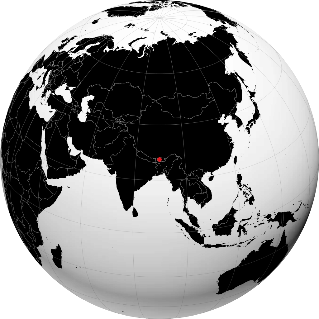 廷布 在地球仪上