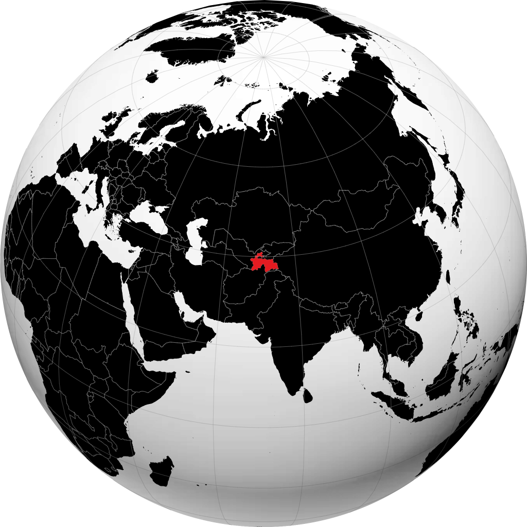 塔吉克斯坦 在地球仪上