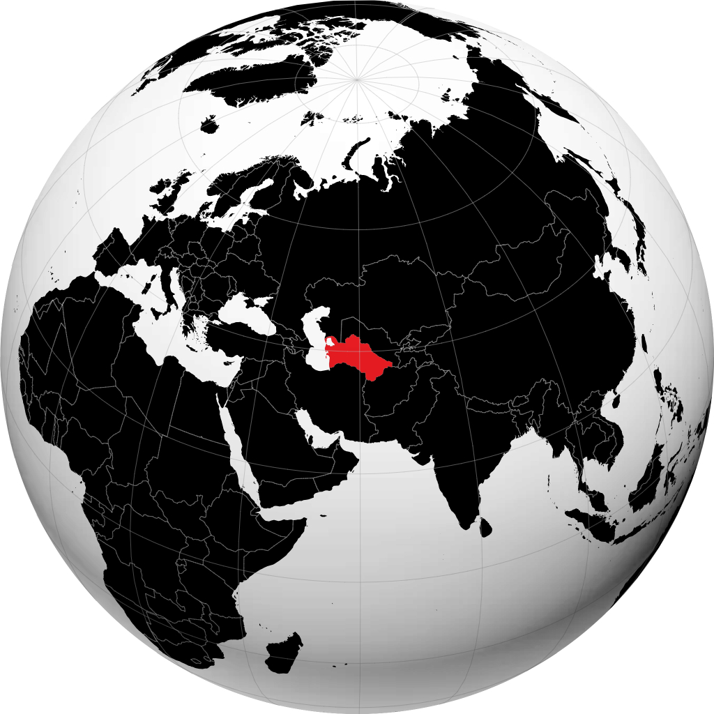 土库曼斯坦 在地球仪上
