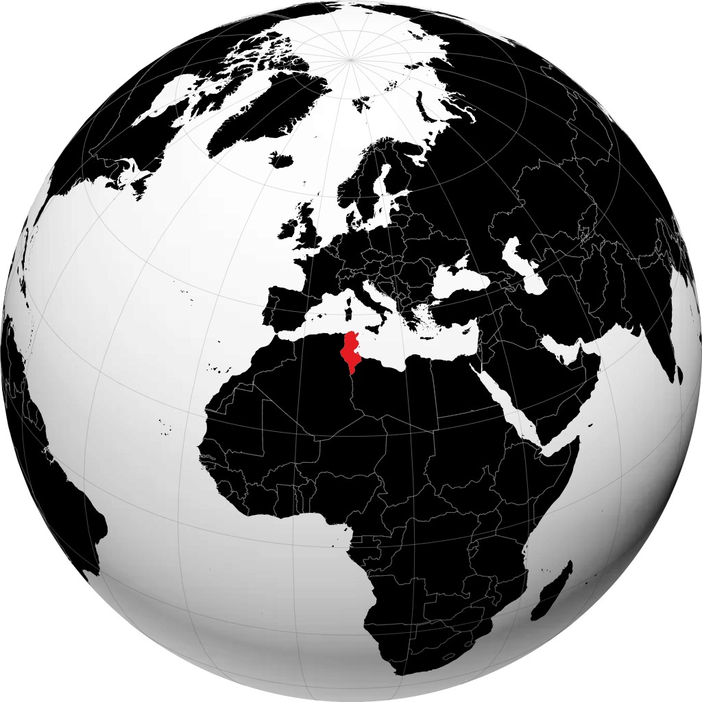 突尼斯 在地球仪上