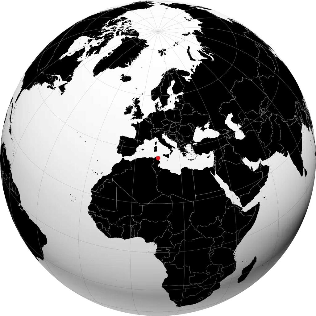 突尼斯 在地球仪上