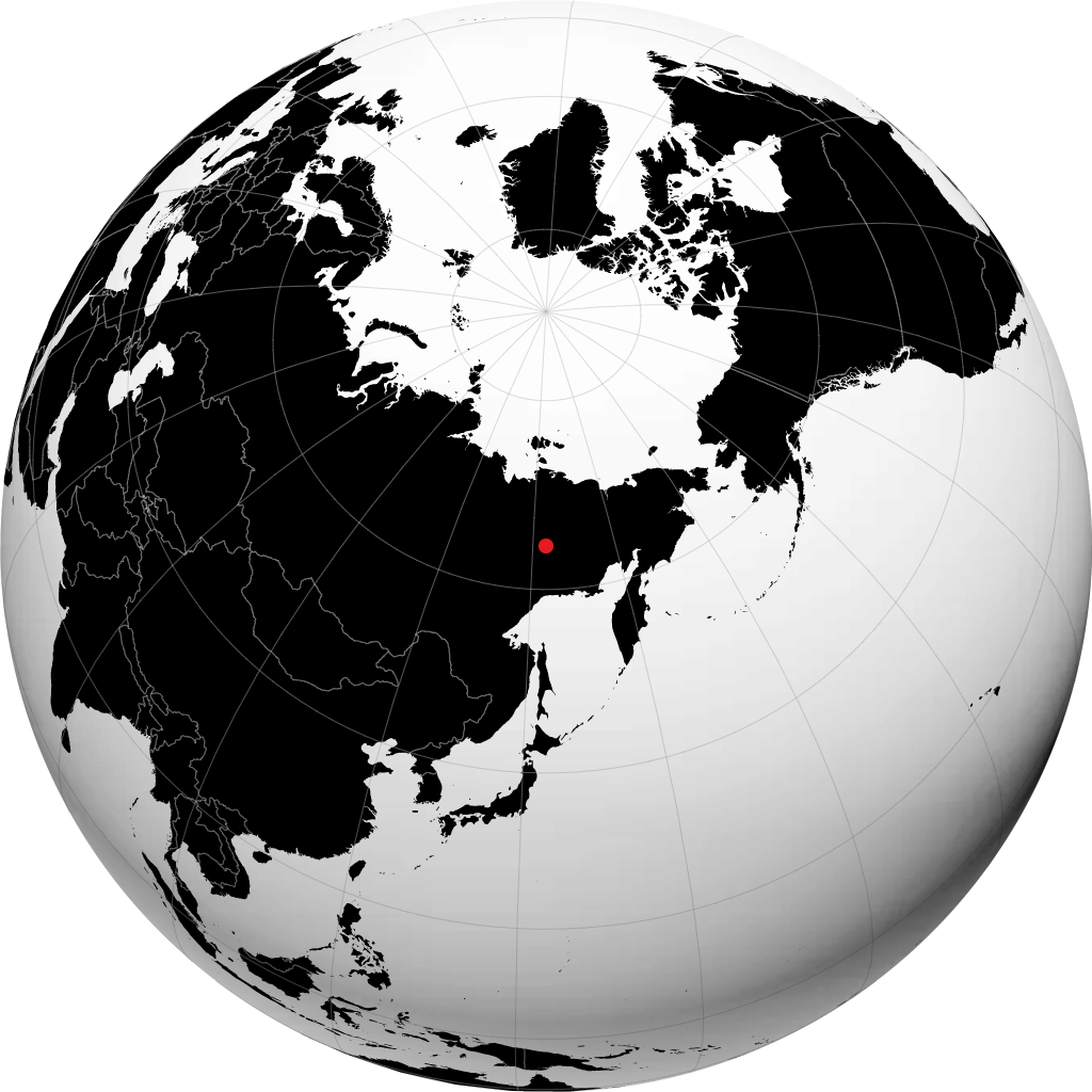 乌斯季涅拉 在地球仪上