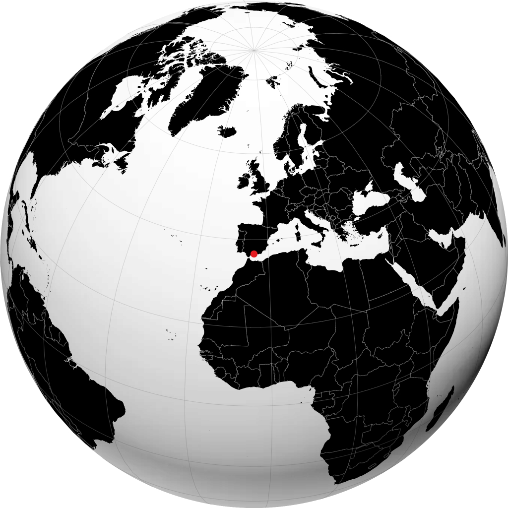贝莱斯-马拉加 在地球仪上