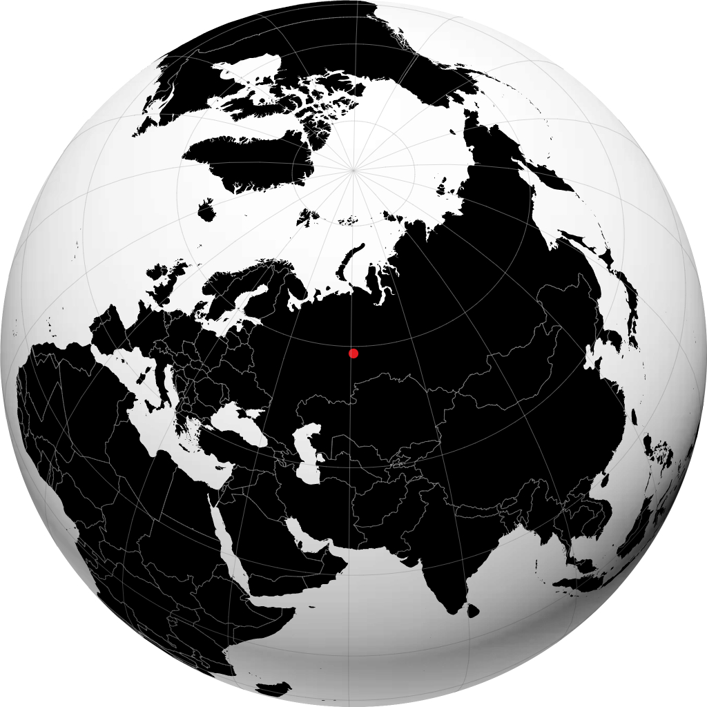 韦尔霍图里耶 在地球仪上
