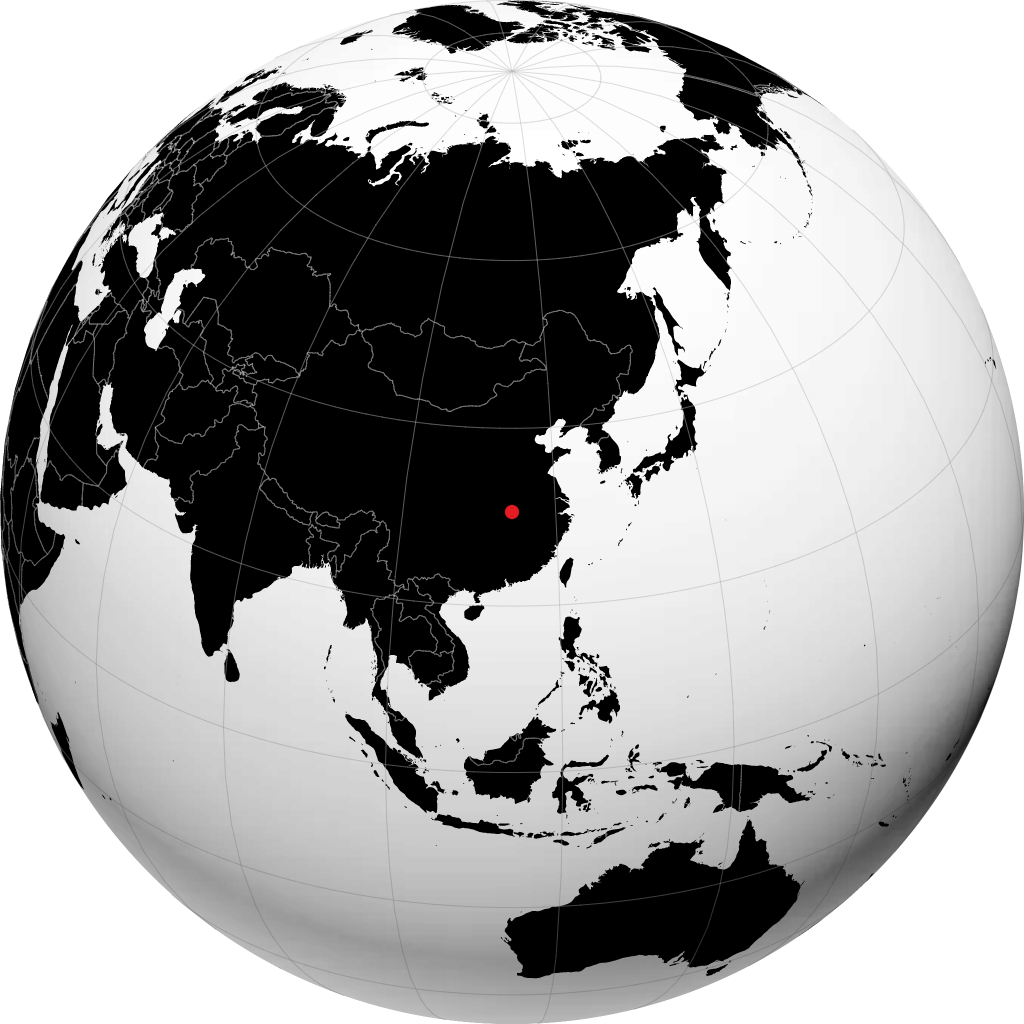 武汉 在地球仪上