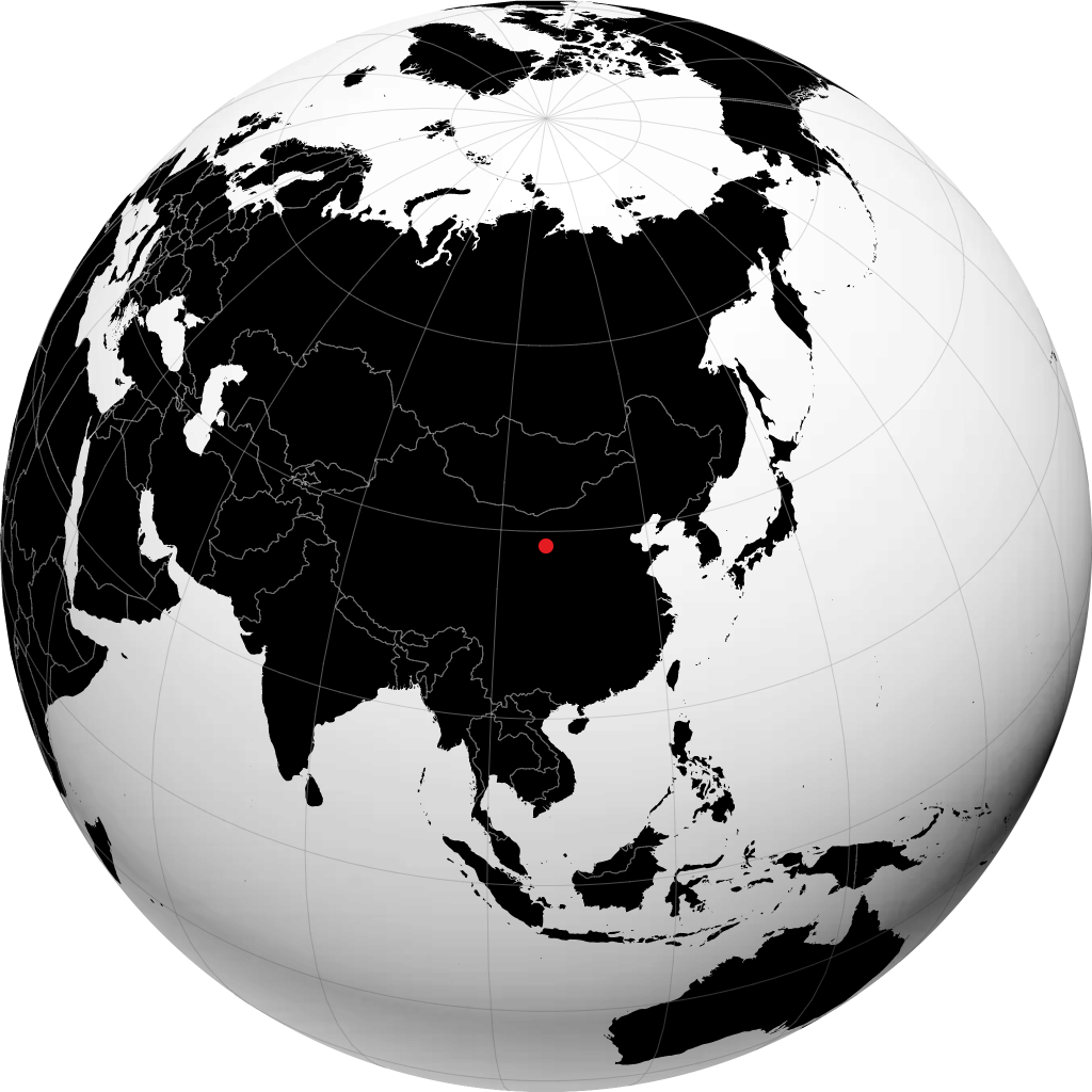 银川市 在地球仪上