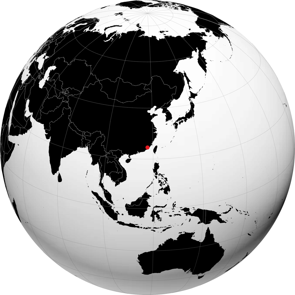 漳州 在地球仪上