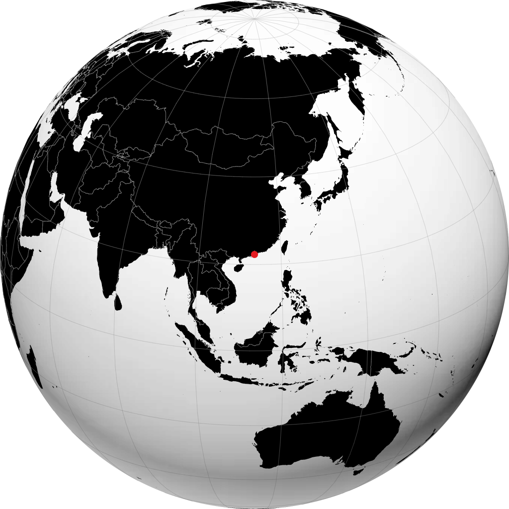 珠海市 在地球仪上